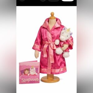 TICKLE & MAIN Unicorn Sleepover Squad Kit Robe Size 4-8 Book Plush Unicorn